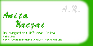 anita maczai business card